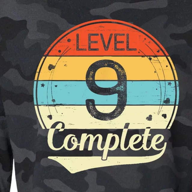 Level 9 Complete Retro 9th Wedding Anniversary Cropped Pullover Crew