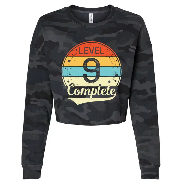 Level 9 Complete Retro 9th Wedding Anniversary Cropped Pullover Crew