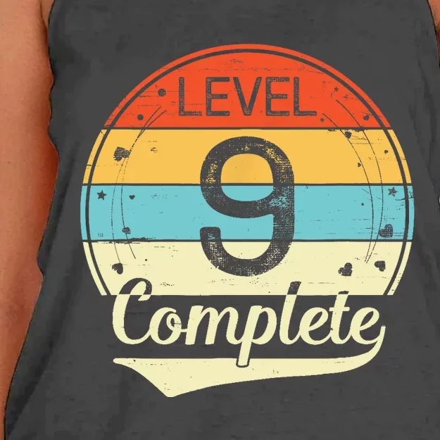 Level 9 Complete Retro 9th Wedding Anniversary Women's Knotted Racerback Tank