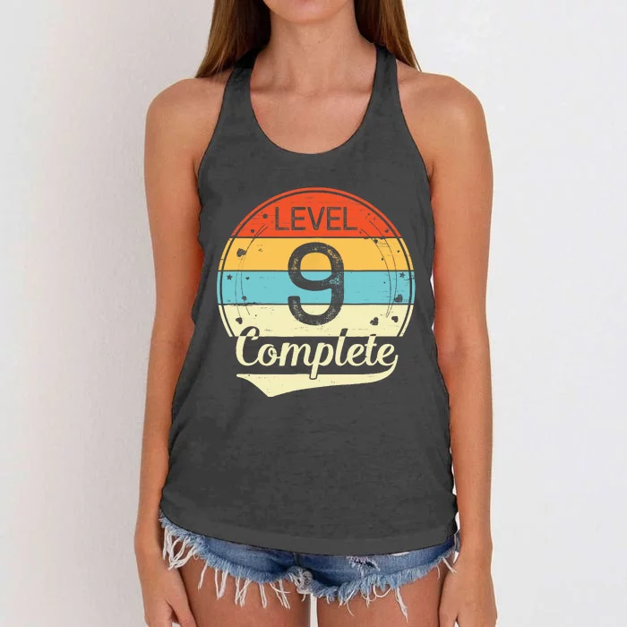 Level 9 Complete Retro 9th Wedding Anniversary Women's Knotted Racerback Tank