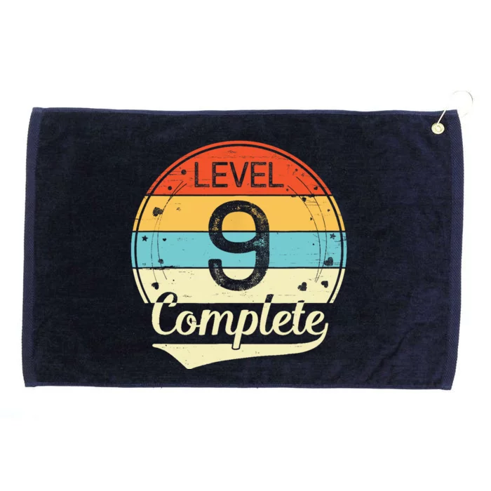 Level 9 Complete Retro 9th Wedding Anniversary Grommeted Golf Towel