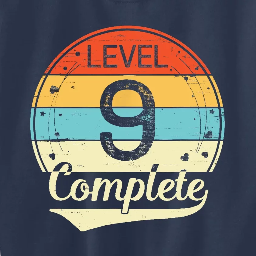 Level 9 Complete Retro 9th Wedding Anniversary Kids Sweatshirt