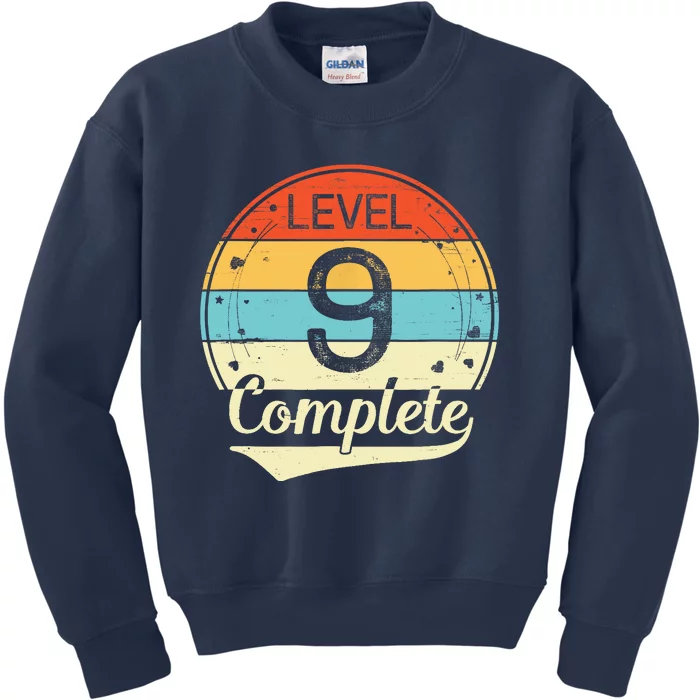 Level 9 Complete Retro 9th Wedding Anniversary Kids Sweatshirt