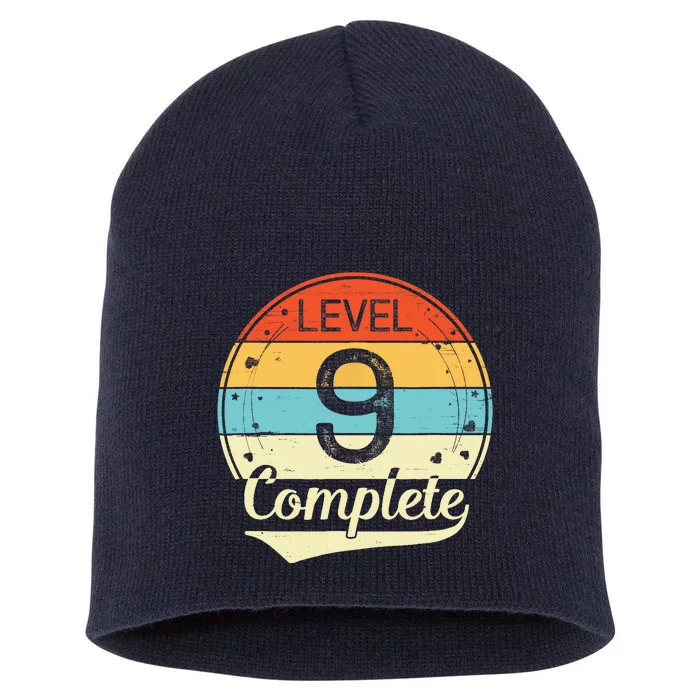 Level 9 Complete Retro 9th Wedding Anniversary Short Acrylic Beanie