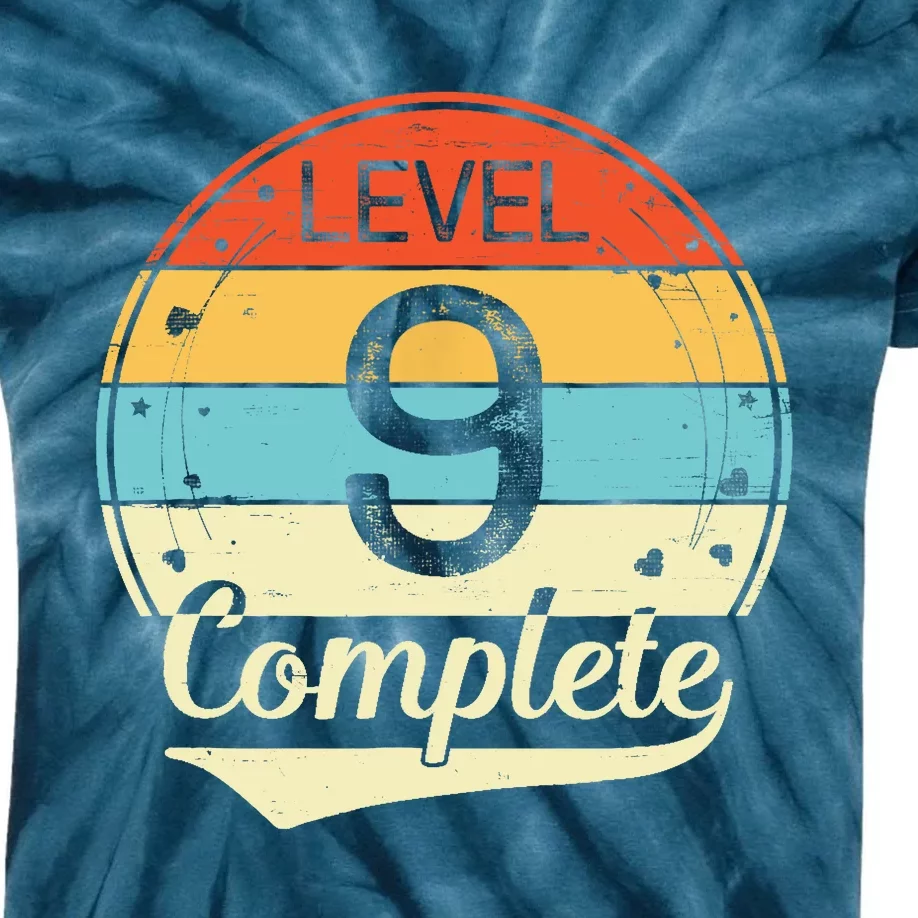 Level 9 Complete Retro 9th Wedding Anniversary Kids Tie-Dye T-Shirt