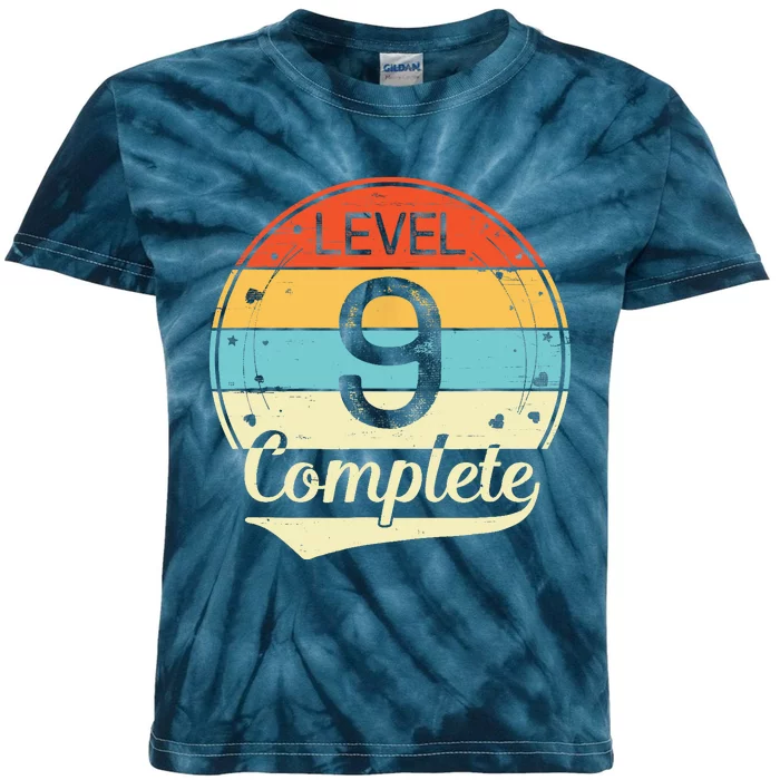 Level 9 Complete Retro 9th Wedding Anniversary Kids Tie-Dye T-Shirt