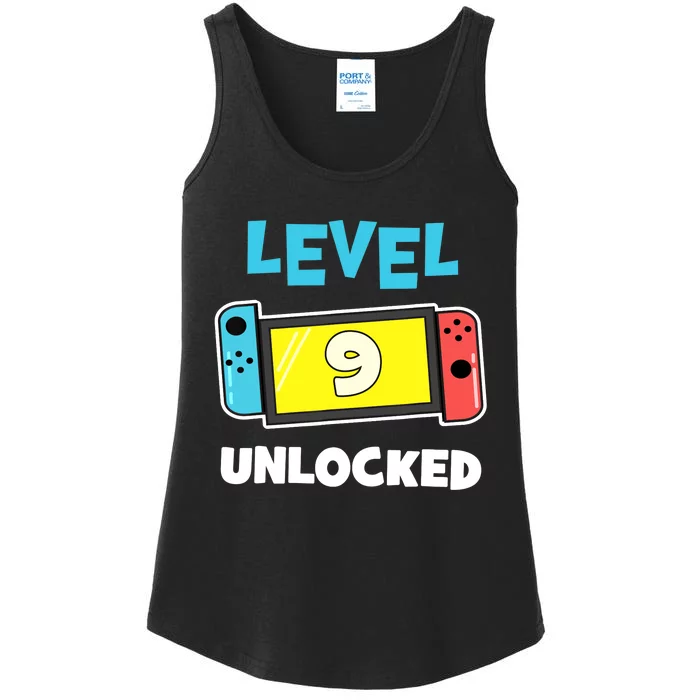 Level 9 unlocked Gamer 9th Birthday Gift Video Game lovers Ladies Essential Tank