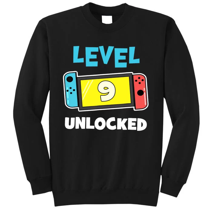 Level 9 unlocked Gamer 9th Birthday Gift Video Game lovers Tall Sweatshirt