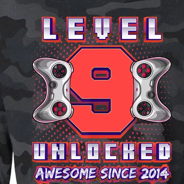 Level 9 Unlocked Awesome 2014 Video Game 9th Birthday Boy Cropped Pullover Crew