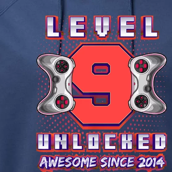 Level 9 Unlocked Awesome 2014 Video Game 9th Birthday Boy Performance Fleece Hoodie