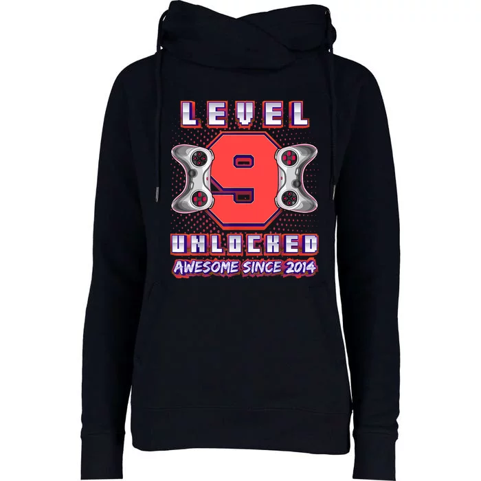 Level 9 Unlocked Awesome 2014 Video Game 9th Birthday Boy Womens Funnel Neck Pullover Hood