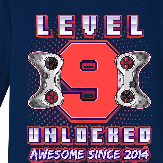 Level 9 Unlocked Awesome 2014 Video Game 9th Birthday Boy Baby Long Sleeve Bodysuit