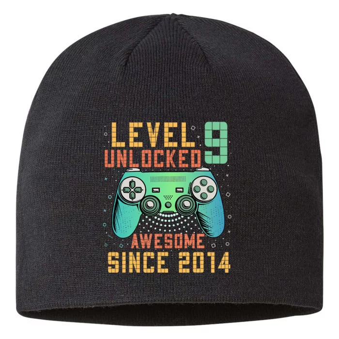 Level 9 Unlocked 9th Birthday 9 Year Old Boy Gifts Gamer 8 1/2in Sustainable Knit Beanie