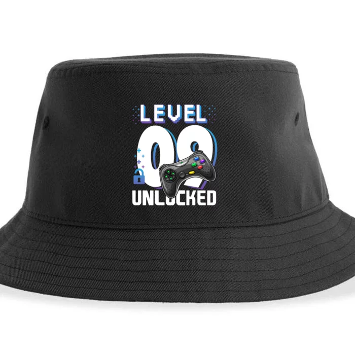 Level 9 Unlocked Funny Video Gamer 9th Birthday Gift For Gamers Sustainable Bucket Hat