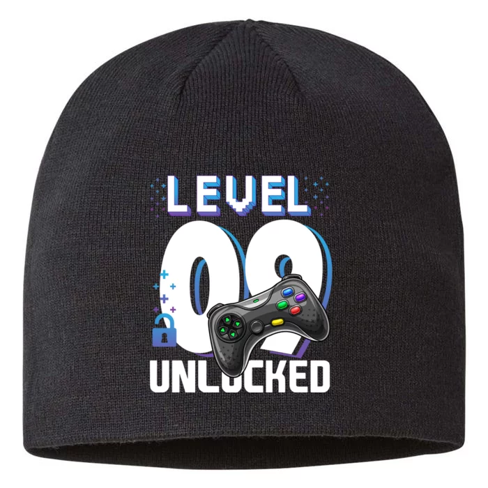 Level 9 Unlocked Funny Video Gamer 9th Birthday Gift For Gamers 8 1/2in Sustainable Knit Beanie