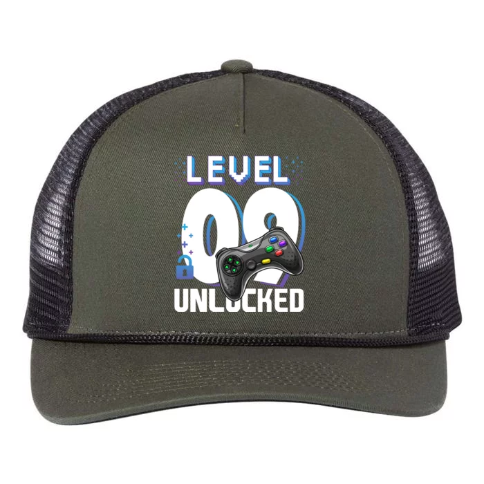 Level 9 Unlocked Funny Video Gamer 9th Birthday Gift For Gamers Retro Rope Trucker Hat Cap