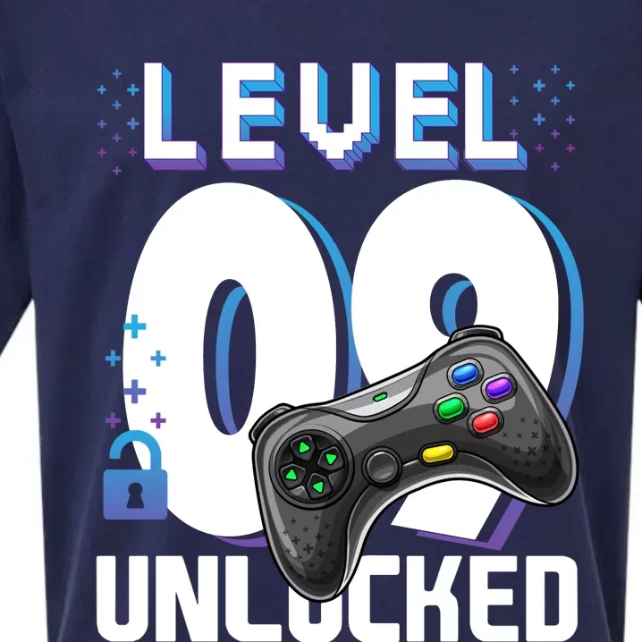 Level 9 Unlocked Funny Video Gamer 9th Birthday Gift For Gamers Sueded Cloud Jersey T-Shirt