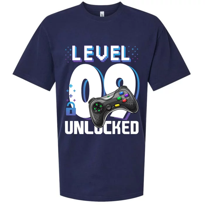 Level 9 Unlocked Funny Video Gamer 9th Birthday Gift For Gamers Sueded Cloud Jersey T-Shirt