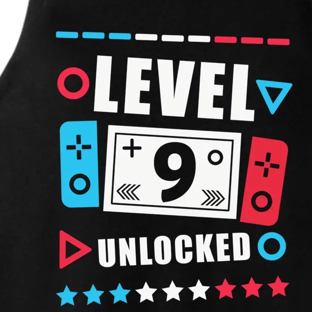 Level 9 Unlocked Video Gamer 9th Birthday Funny Gift Ladies Tri-Blend Wicking Tank