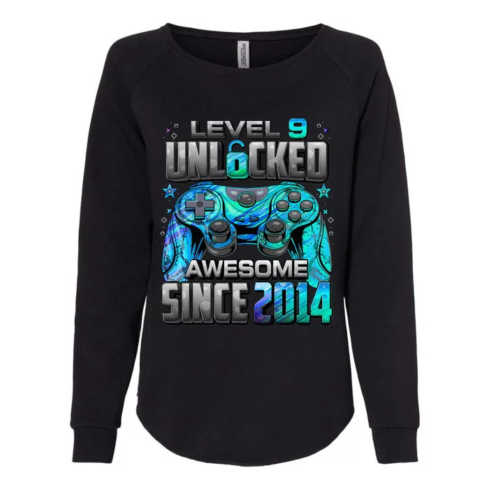 Level 9 Unlocked Awesome Since 2014 9th Birthday Gaming Womens California Wash Sweatshirt