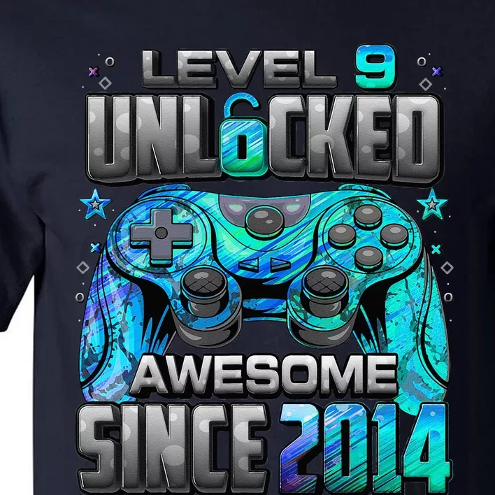 Level 9 Unlocked Awesome Since 2014 9th Birthday Gaming Tall T-Shirt