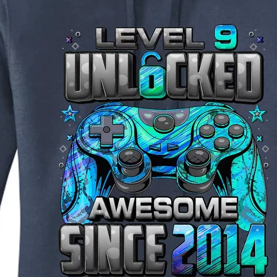 Level 9 Unlocked Awesome Since 2014 9th Birthday Gaming Women's Pullover Hoodie