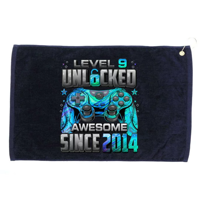 Level 9 Unlocked Awesome Since 2014 9th Birthday Gaming Grommeted Golf Towel