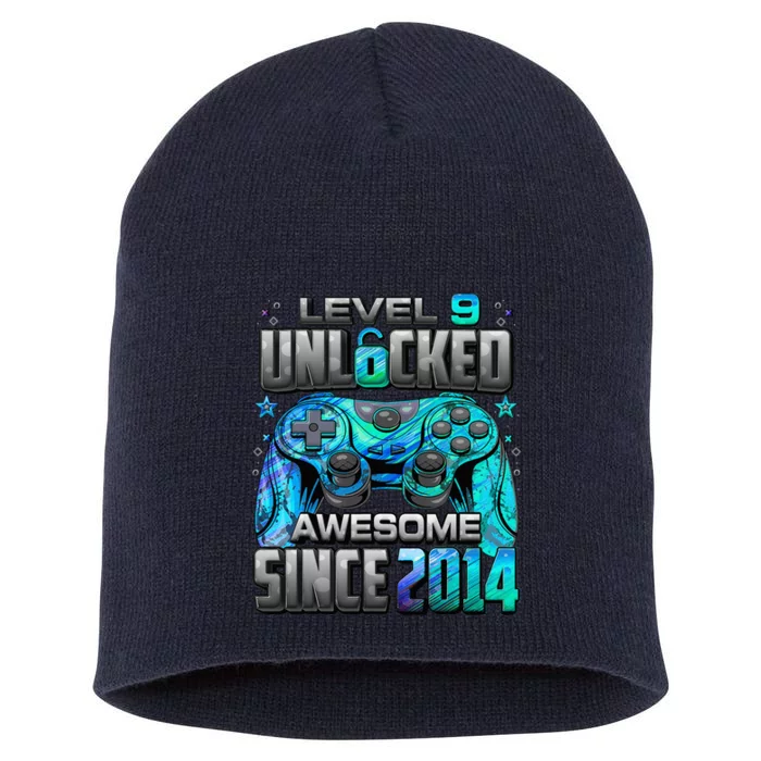 Level 9 Unlocked Awesome Since 2014 9th Birthday Gaming Short Acrylic Beanie