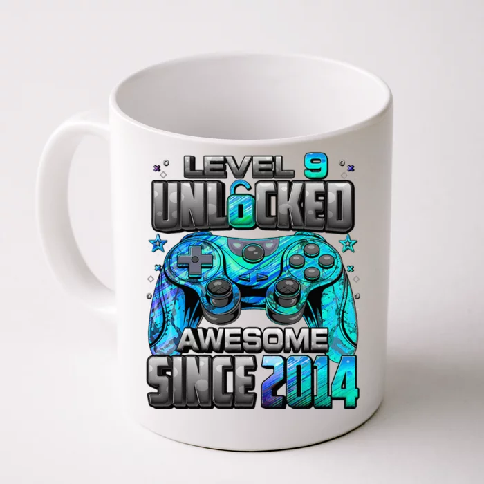 Level 9 Unlocked Awesome Since 2014 9th Birthday Gaming Front & Back Coffee Mug