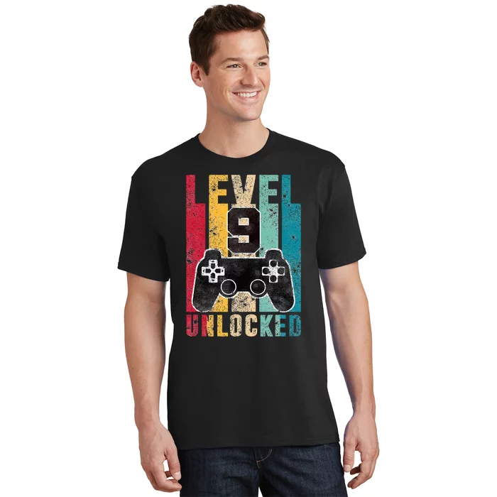 Level 9 Unlocked 9 Year Old Bday Gifts Gaming 9th Birthday T-Shirt