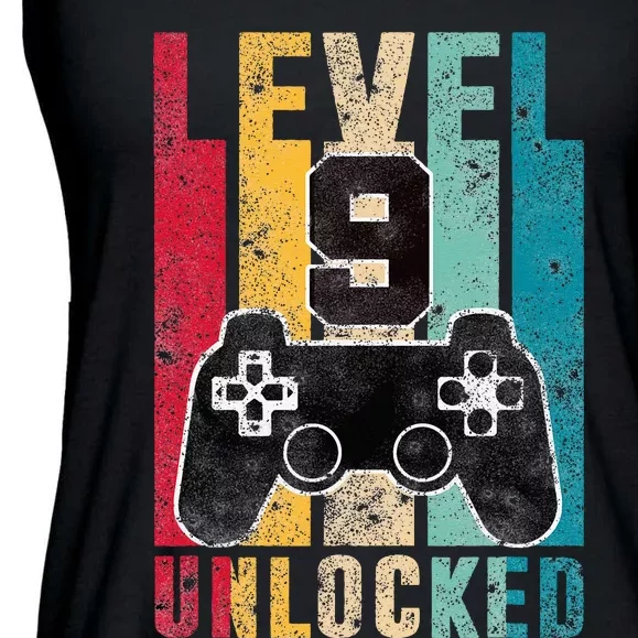 Level 9 Unlocked 9 Year Old Bday Gifts Gaming 9th Birthday Ladies Essential Flowy Tank