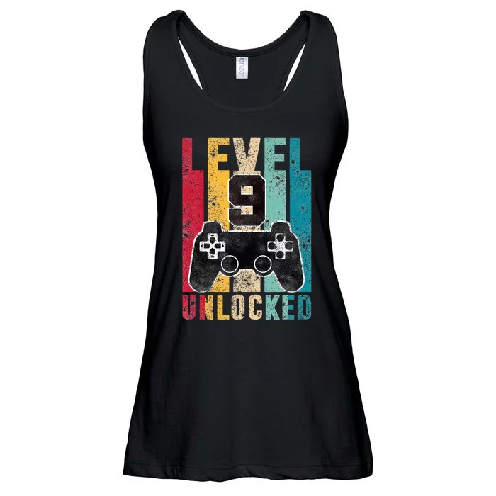 Level 9 Unlocked 9 Year Old Bday Gifts Gaming 9th Birthday Ladies Essential Flowy Tank