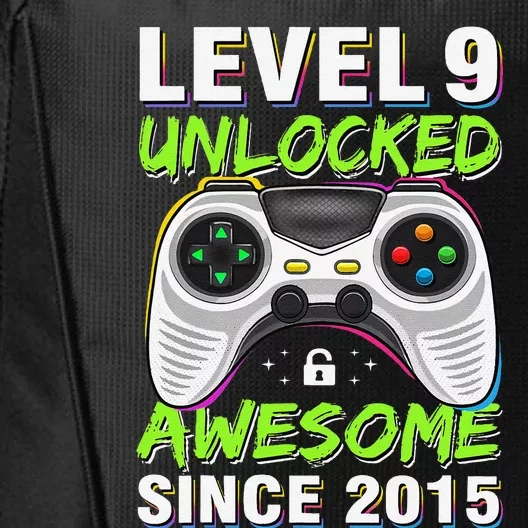 Level 9 Unlocked Awesome Since 2015 9th Birthday Gaming Boy City Backpack