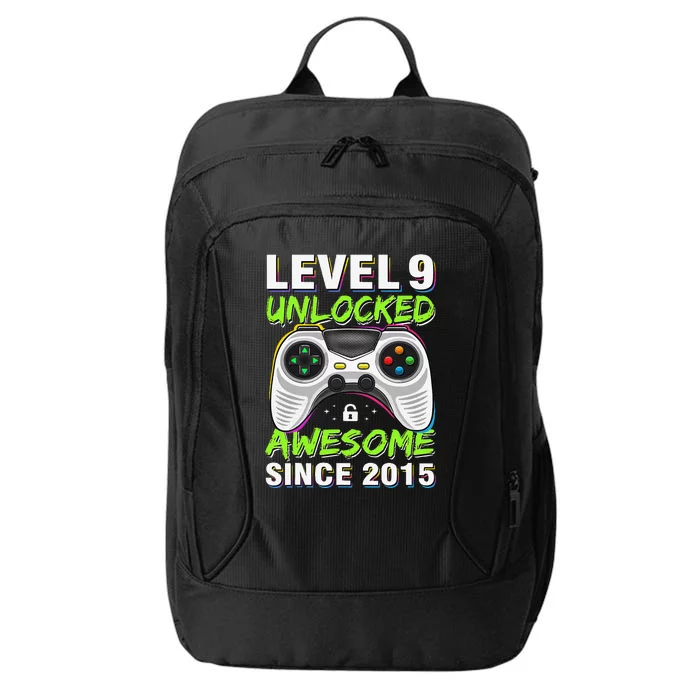 Level 9 Unlocked Awesome Since 2015 9th Birthday Gaming Boy City Backpack