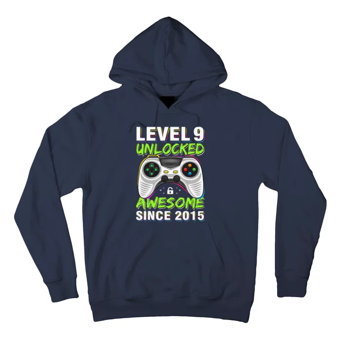 Level 9 Unlocked Awesome Since 2015 9th Birthday Gaming Boy Hoodie