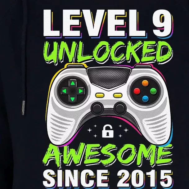 Level 9 Unlocked Awesome Since 2015 9th Birthday Gaming Boy Womens Funnel Neck Pullover Hood