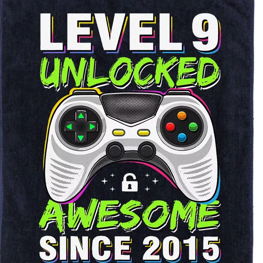 Level 9 Unlocked Awesome Since 2015 9th Birthday Gaming Boy Platinum Collection Golf Towel