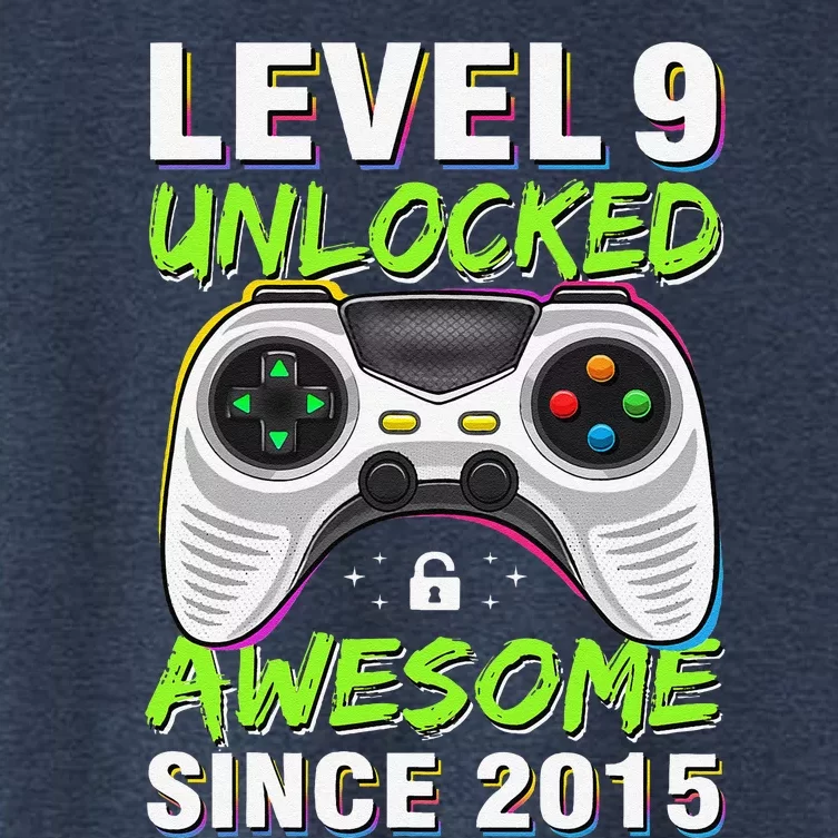 Level 9 Unlocked Awesome Since 2015 9th Birthday Gaming Boy Women's Crop Top Tee