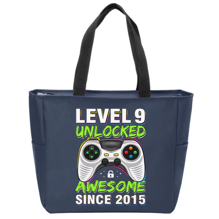 Level 9 Unlocked Awesome Since 2015 9th Birthday Gaming Boy Zip Tote Bag