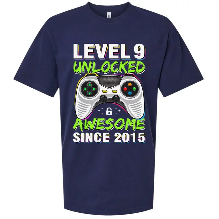 Level 9 Unlocked Awesome Since 2015 9th Birthday Gaming Boy Sueded Cloud Jersey T-Shirt