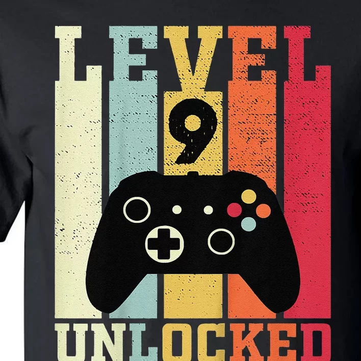 Level 9 Unlocked Funny Video Gamer 9th Birthday Gift Tall T-Shirt