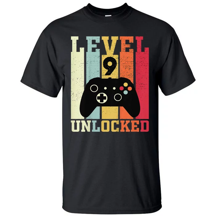 Level 9 Unlocked Funny Video Gamer 9th Birthday Gift Tall T-Shirt