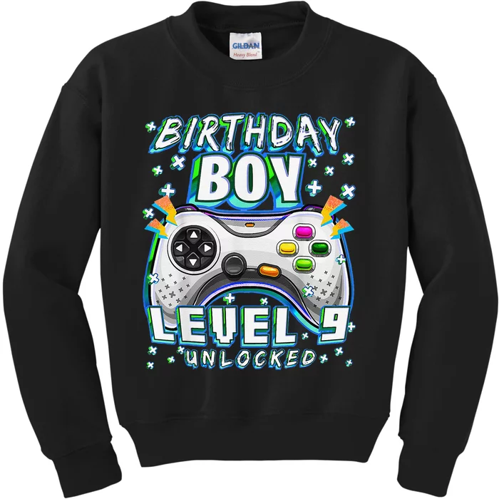 Level 9 Unlocked Video Game 9th Birthday Gamer Kids Sweatshirt