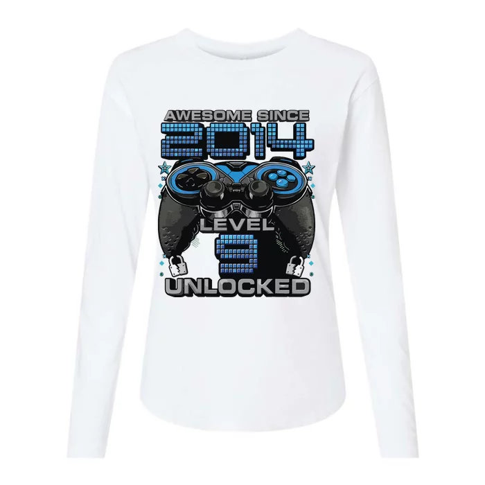 Level 9 Unlocked Awesome Since 2014 9th Birthday Gaming Womens Cotton Relaxed Long Sleeve T-Shirt