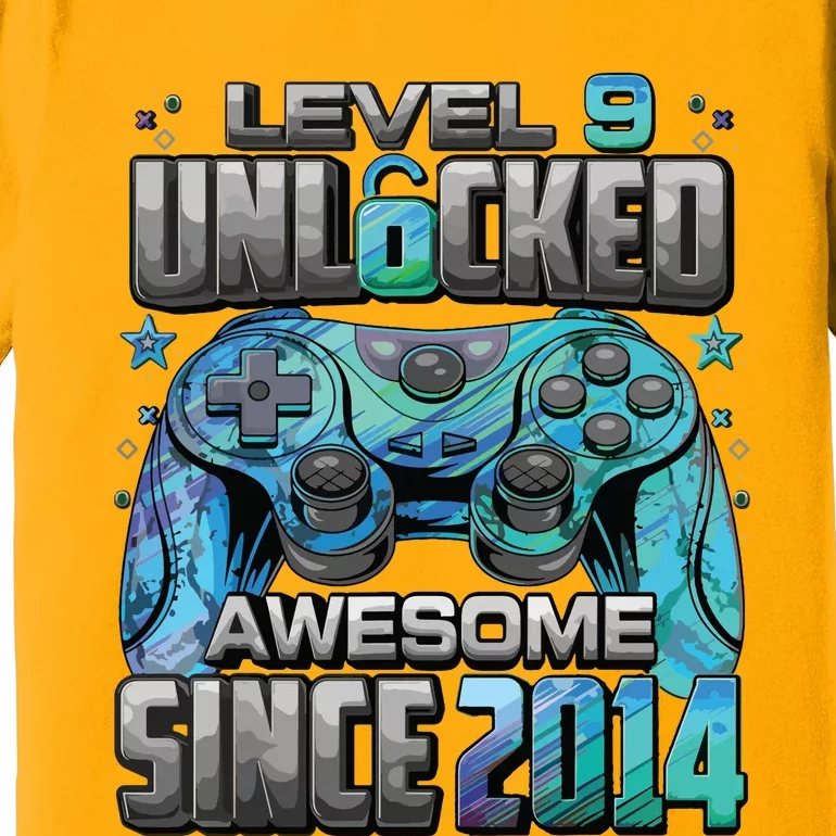 Level 9 Unlocked Awesome Since 2014 9th Birthday Gaming Premium T-Shirt