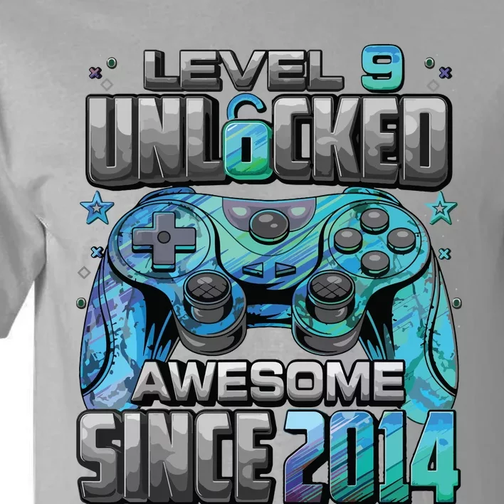 Level 9 Unlocked Awesome Since 2014 9th Birthday Gaming Tall T-Shirt