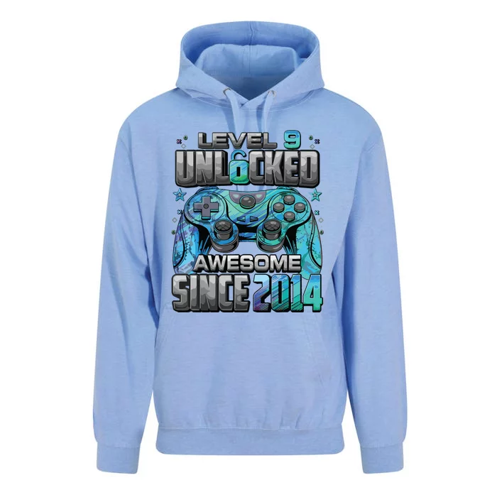 Level 9 Unlocked Awesome Since 2014 9th Birthday Gaming Unisex Surf Hoodie