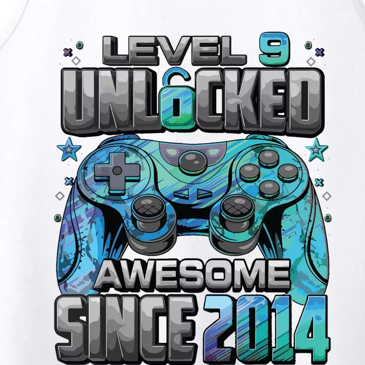 Level 9 Unlocked Awesome Since 2014 9th Birthday Gaming Performance Tank