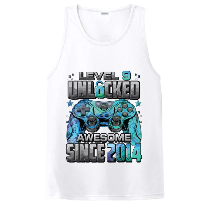 Level 9 Unlocked Awesome Since 2014 9th Birthday Gaming Performance Tank