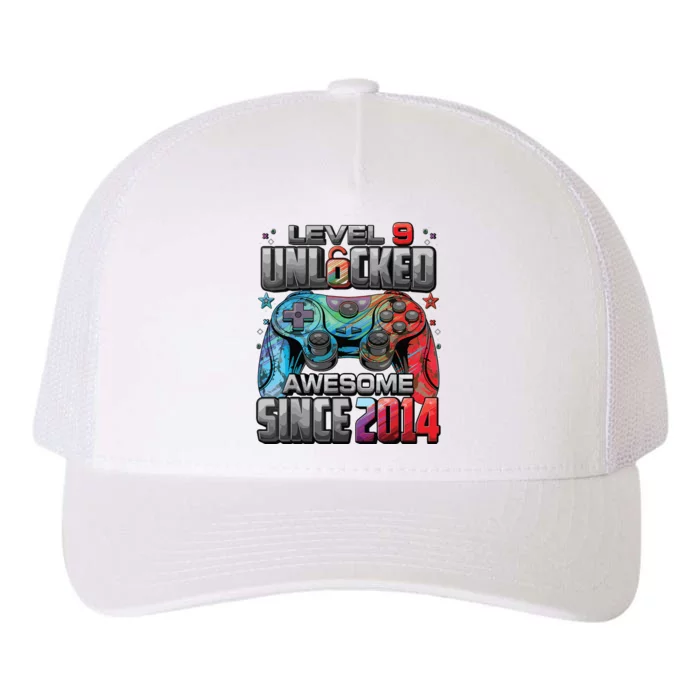 Level 9 Unlocked Awesome Since 2014 9th Birthday Gaming Yupoong Adult 5-Panel Trucker Hat